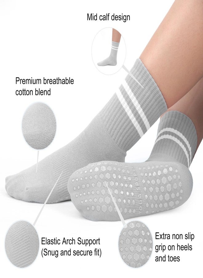BLONGW Pilates Socks with Grips for Women, Non-Slip Yoga Athletic Socks for Barre Barefoot Workout Hospital,4 Pairs Assorted,S-M - Image 2